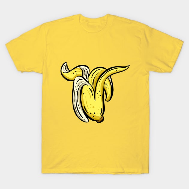 Cheeky Cartoon Banana Yellow Skin Garden Tips Toons T-Shirt by Garden Tips Toons